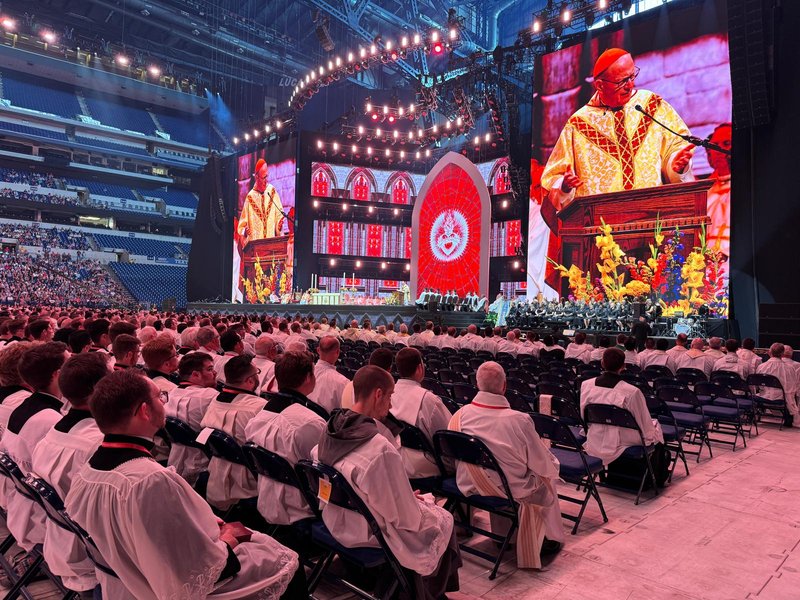 Cardinal Timothy Dolan Celebrates Mass for 50,000 on First Full Day of National Eucharistic Congress