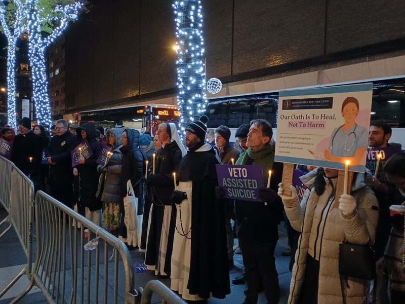 Bishops Brennan and Byrne, Local Catholics Attend Candlelight Vigil to Urge Veto of New York State Assisted Suicide Bill