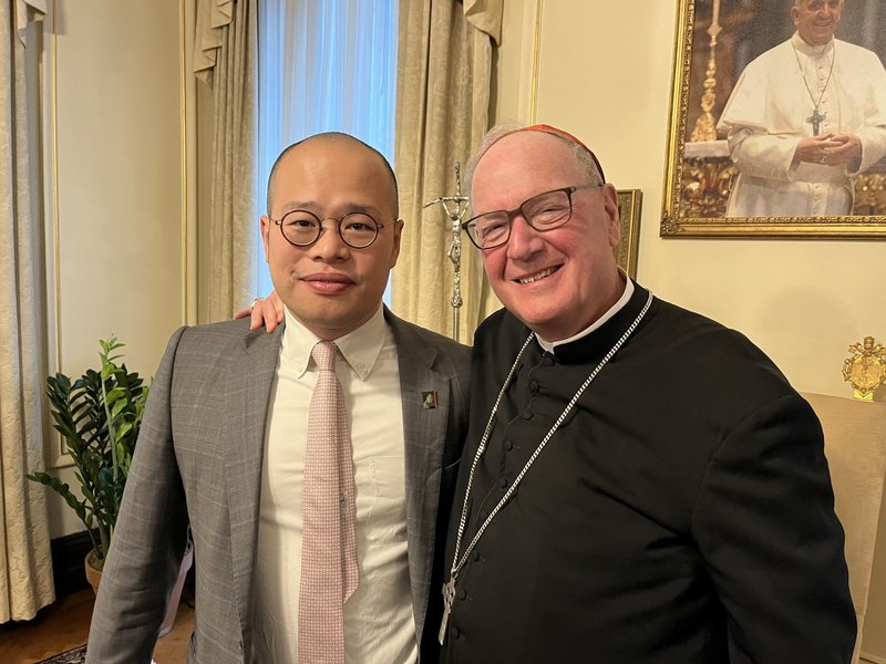 Cardinal Timothy Dolan Meets Son of Imprisoned Hong Kong Media Mogul