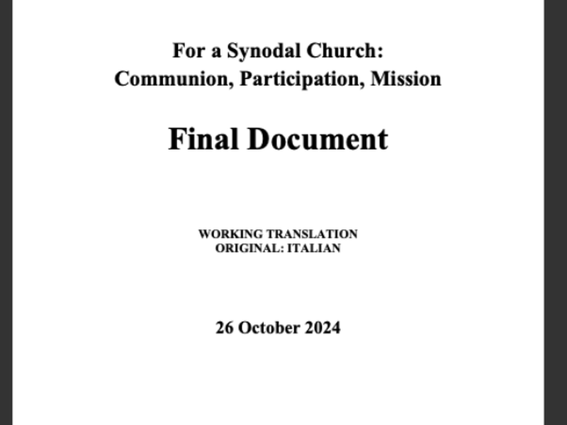 Synod on Synodality Publishes Final Document