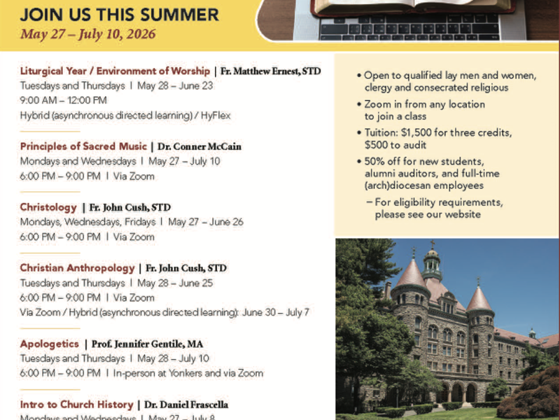 St. Joseph's Seminary: Graduate Theology Course Offerings
