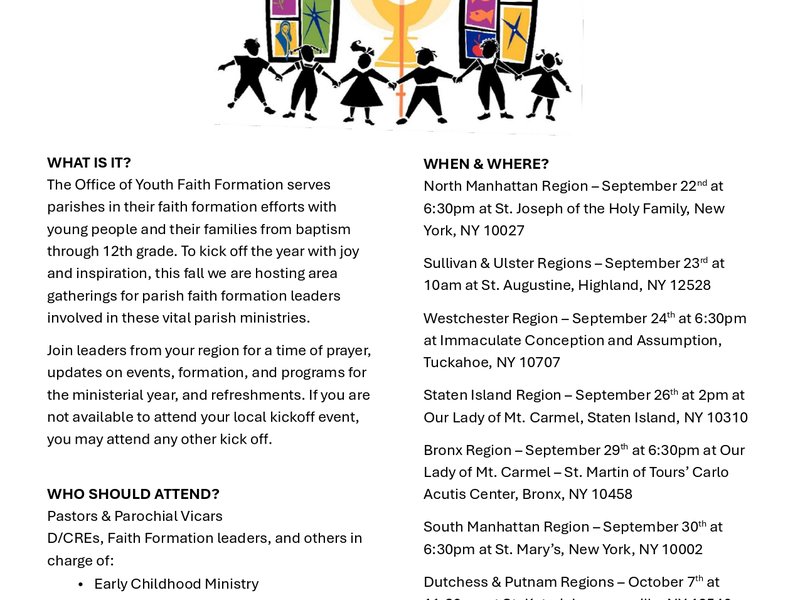 The Office of Youth Faith Formation 2026 Kickoffs