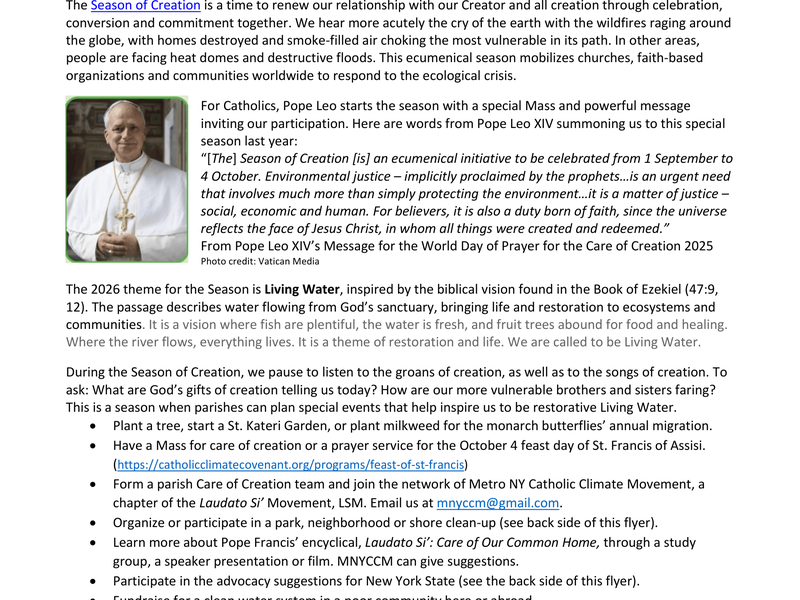 Fourth Annual Mass for the Season of Creation
