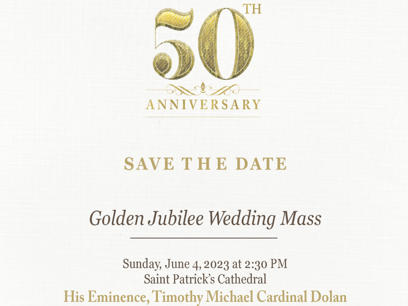 Cardinal Dolan Invites Couples Married 50 Years to Celebrate June 4