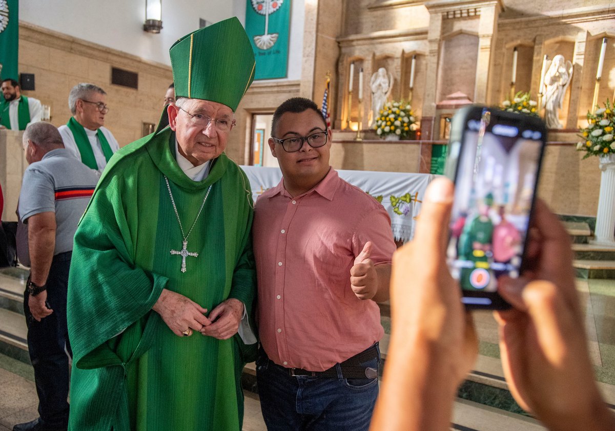 Archbishop José H. Gómez poses for a photo during Fuerza Inc.'s 40th anniversary Mass at St. Matthias Church in Huntington Park on Oct. 18, 2026. (Michael Goulding)