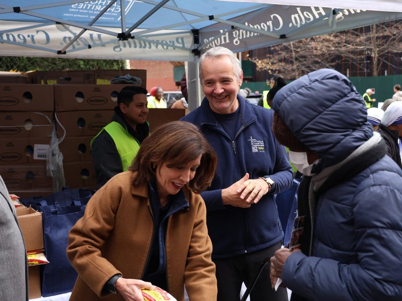 Governor Kathy Hochul, Cardinal Timothy Dolan Attend Annual Central Harlem Food Distribution