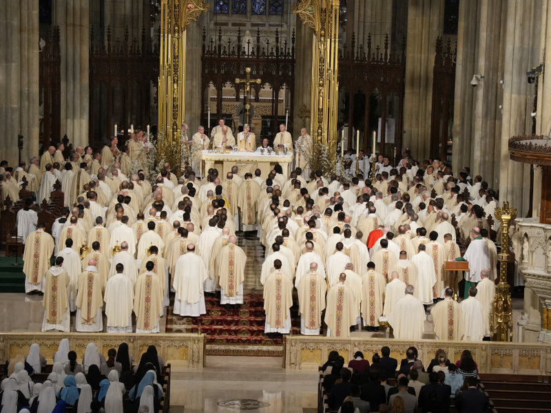 'Let Us Be Anointed and Sent': Archbishop Hicks Leads Chrism Mass at St. Patrick’s Cathedral