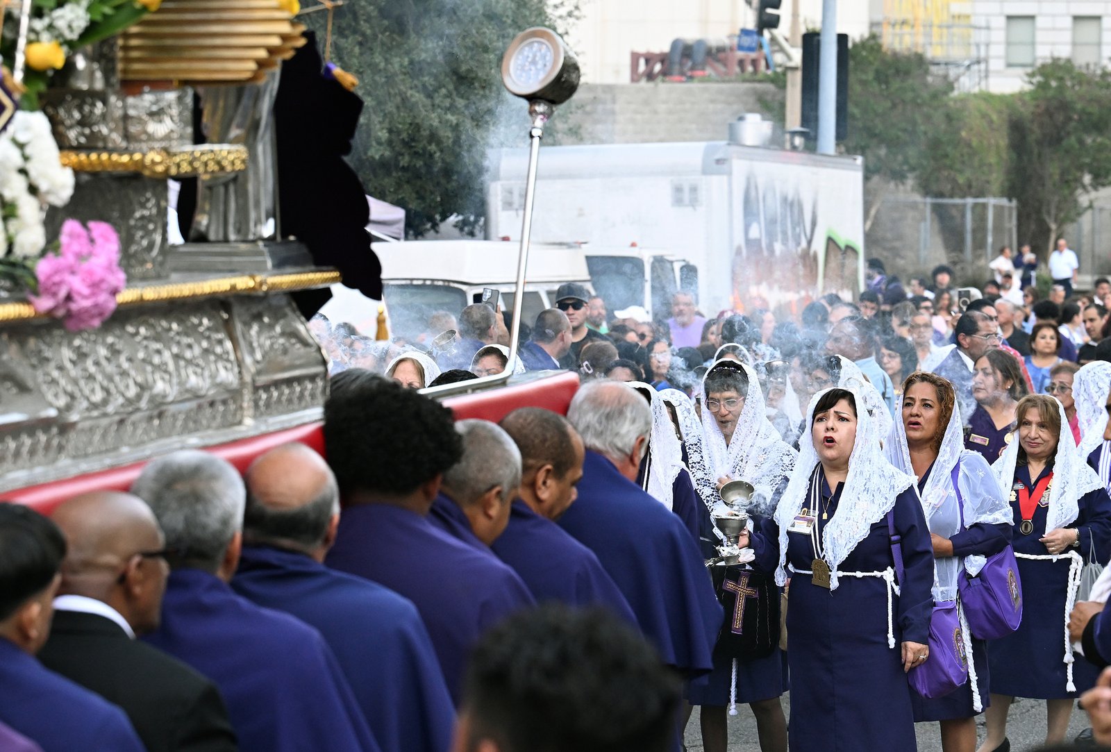 Every October, Peru dresses in purple in honor of the Lord of Miracles. The Peruvian community in Los Angeles and the Cathedral unite in celebration with the "Hermandad de Señor de Los Milagros" Mass taking place on Sunday October 18, 2026. Photo by John McCoy