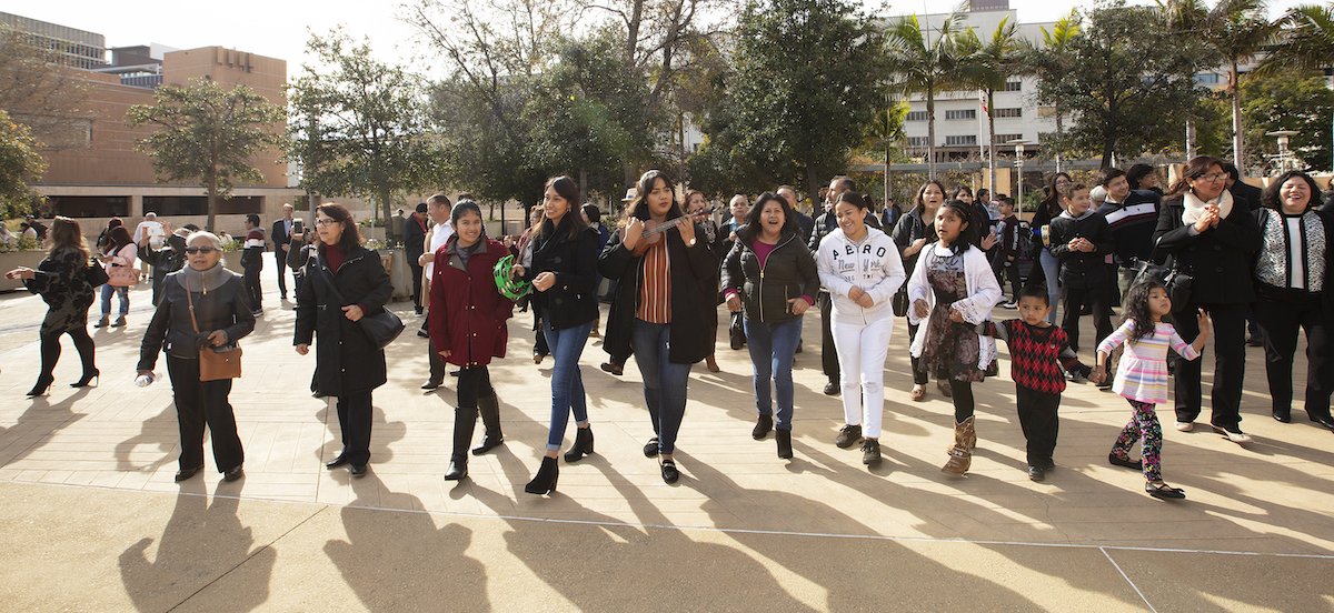World Youth Day pilgrims from across the Archdiocese of Los Angeles receive a special blessing from Archbishop José H. Gomez during a Mass on Sunday, January 13, 2019 at the Cathedral of Our Lady of the Angels in preparation for the event in Panama with Pope Francis Jan. 22-27. VICTOR ALEMÁN/ANGELUS NEWS