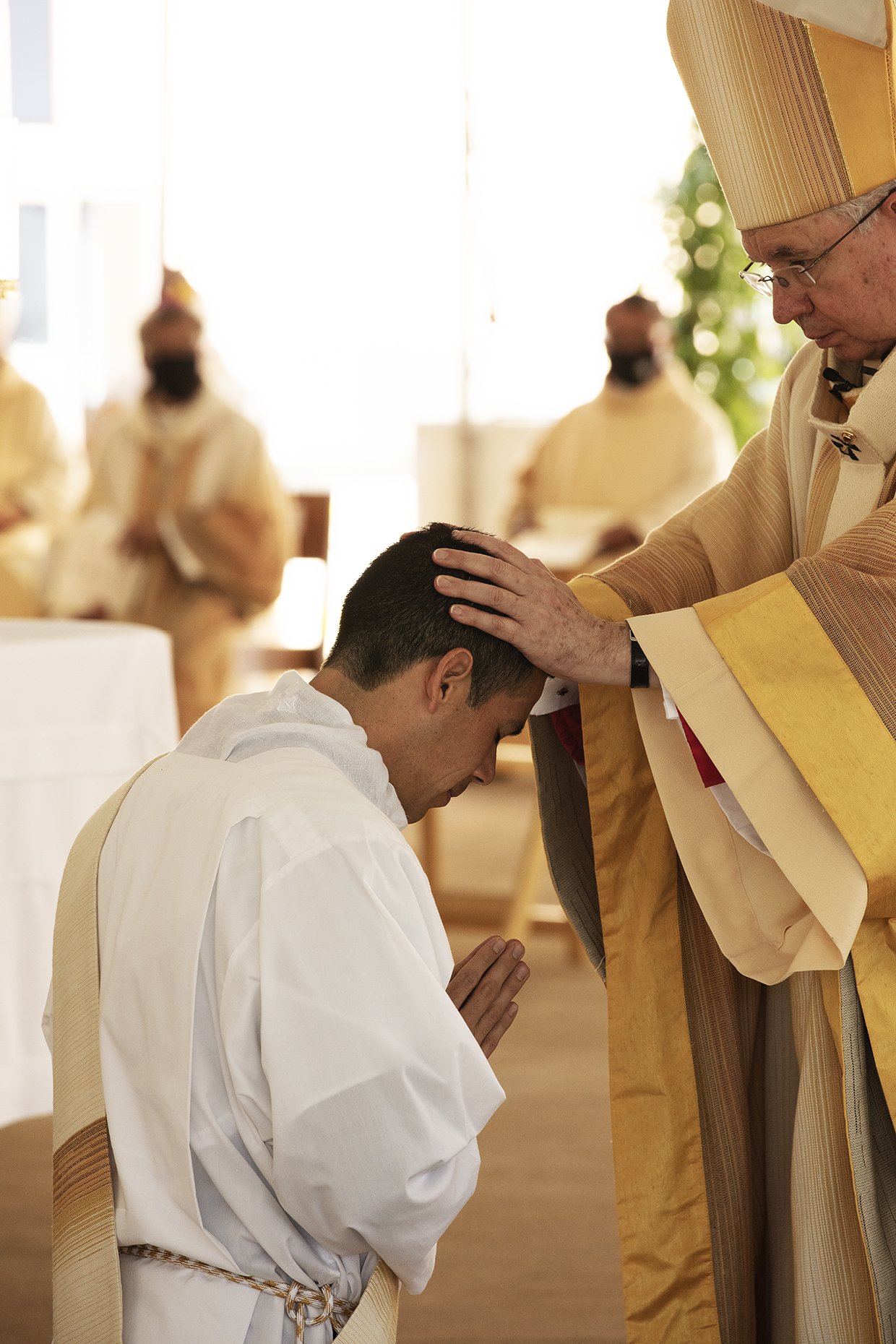 Archbishop José H. Gomez ordained eight new priests for the Archdiocese of Los Angeles on Aug. 8 in the plaza of the Cathedral of Our Lady of the Angels. (Victor Alemán)