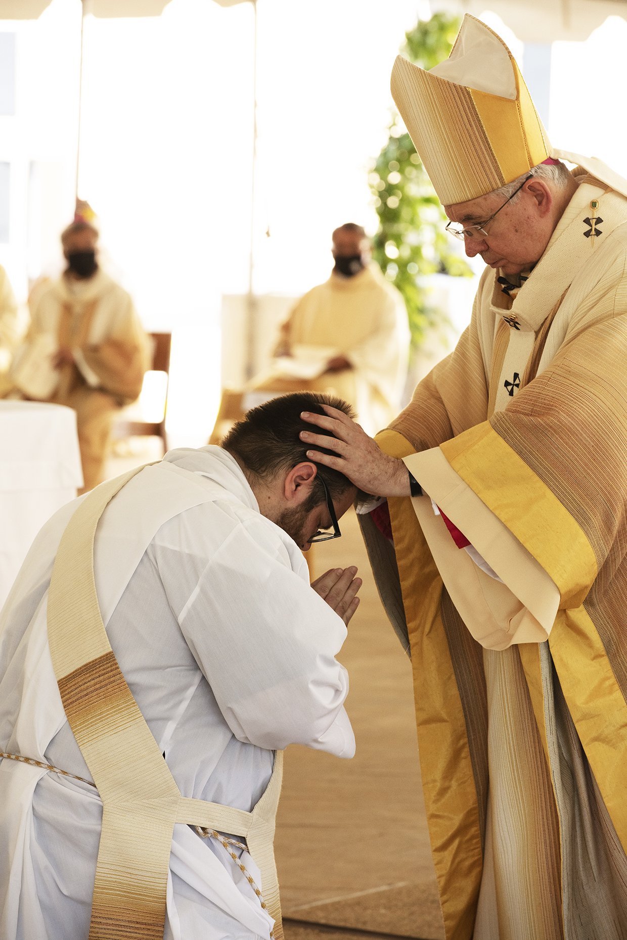 Archbishop José H. Gomez ordained eight new priests for the Archdiocese of Los Angeles on Aug. 8 in the plaza of the Cathedral of Our Lady of the Angels. (Victor Alemán)