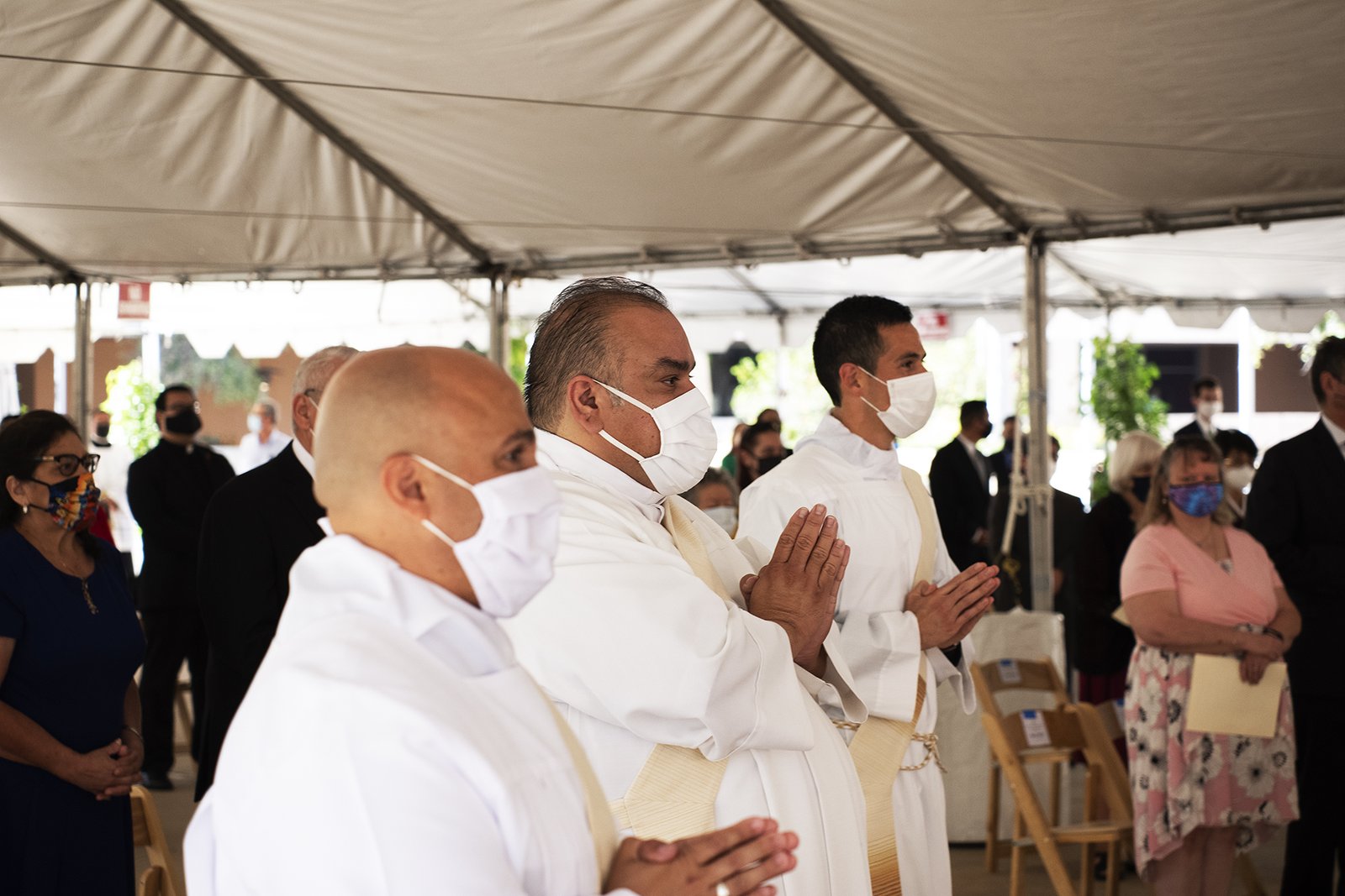 Archbishop José H. Gomez ordained eight new priests for the Archdiocese of Los Angeles on Aug. 8 in the plaza of the Cathedral of Our Lady of the Angels. (Victor Alemán)