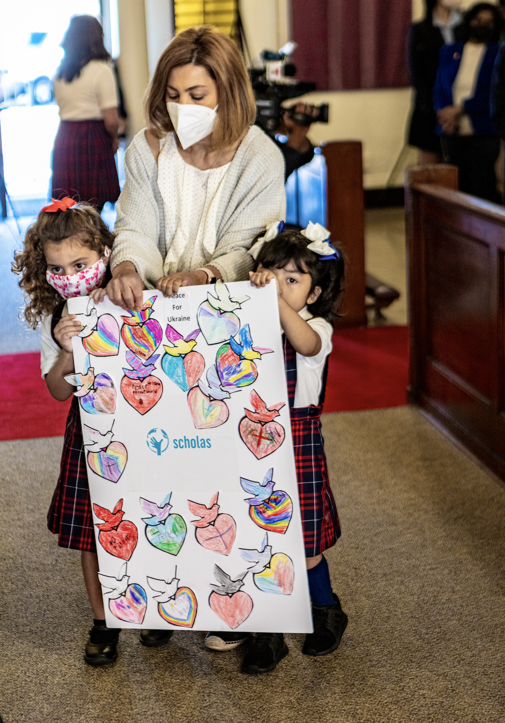 Students at Christ the King School in Los Angeles made prayer posters to bring to their school-wide Mass for the consecration March 25. (Ron Echual)