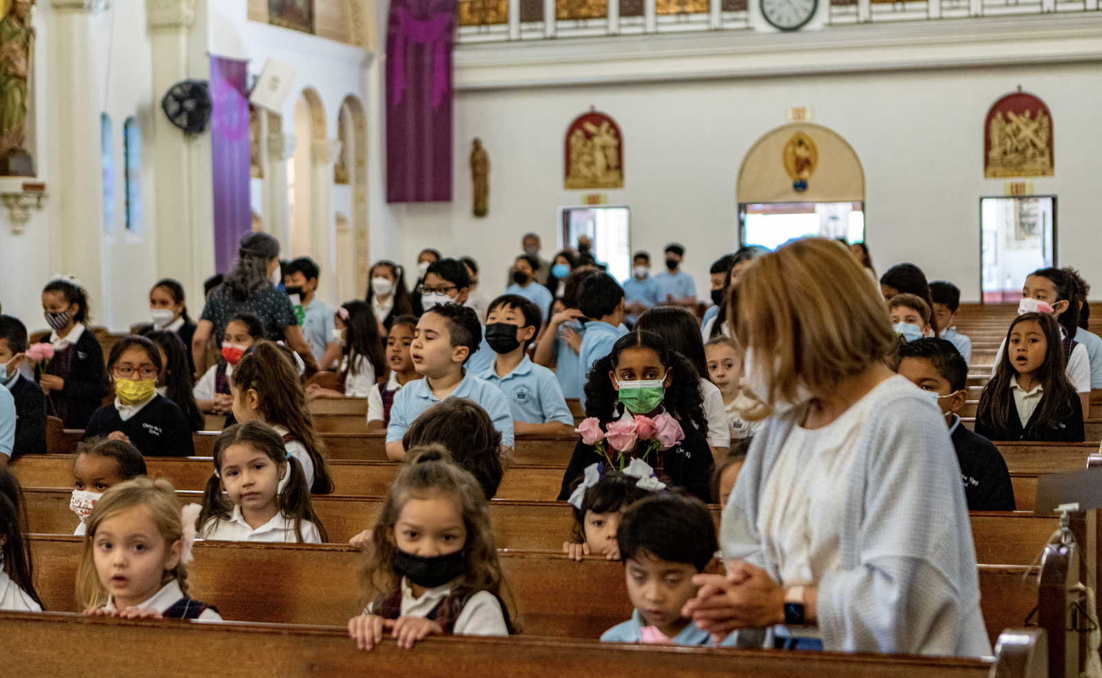 Christ the King's church bells rang 29 times to represent the 29 days since the Russian invasion of Ukraine. (Ron Echual)