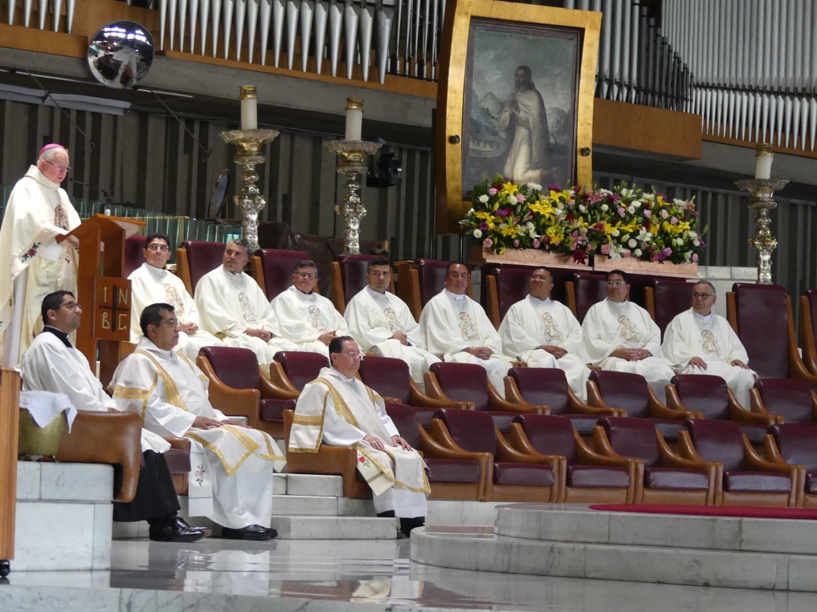 Archbishop José H. Gomez delivers the homily during a special Mass at the Basilica of Our Lady of Guadalupe in Mexico City for the archdiocese's annual pilgrimage to Mexico on July 4. (Submitted photo/Archdiocese of Los Angeles)