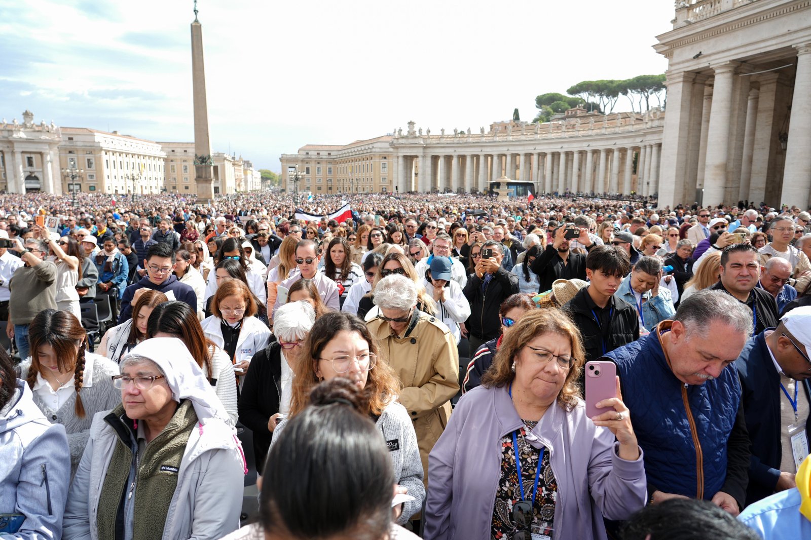 People join Pope Leo XIV for Mass celebrating the Jubilee of Migrants and the Jubilee of the Missions in St. Peter’s Square at the Vatican Oct. 5, 2025. (CNS photo/Lola Gomez)