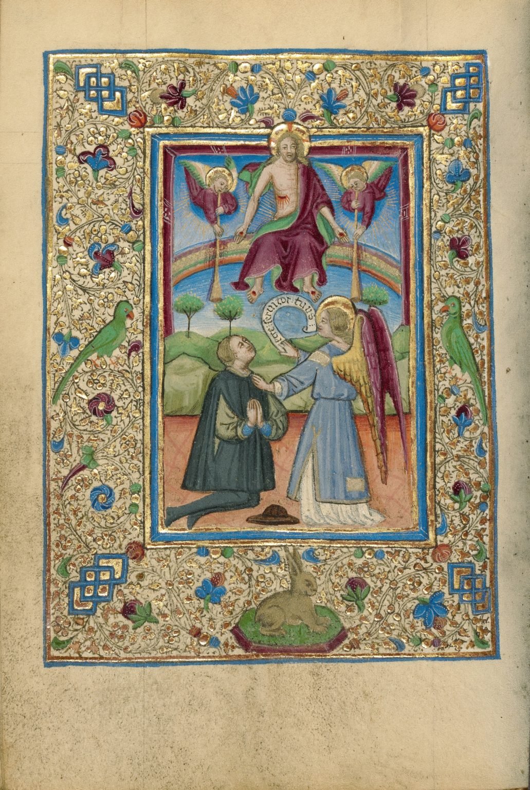 “Ángel de la guarda con un hombre arrodillado”, hacia 1460, de autor desconocido, italiano. (J. Paul Getty Museum)