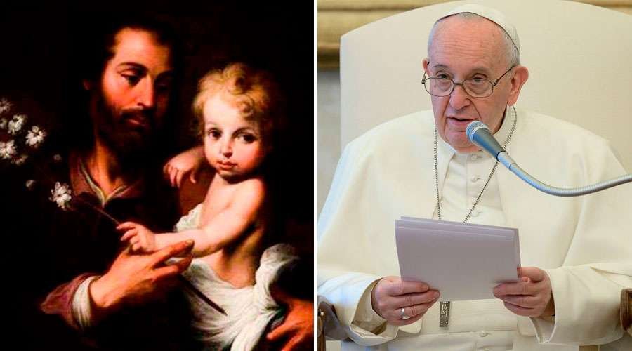Cuadro de San José e imagen de archivo del Papa Francisco. Foto: ACI Prensa - Vatican Media