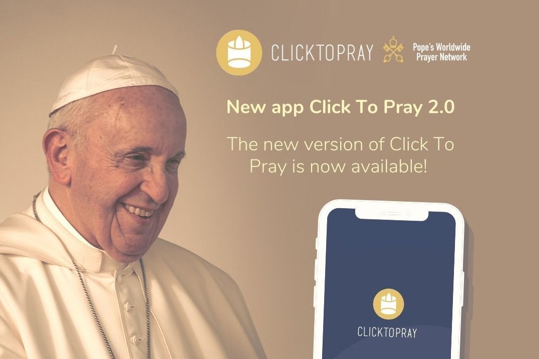 Una nueva versión de la aplicación Click to Pray 2.0, disponible para teléfonos iOS y Android, pide oraciones para el Sínodo de los Obispos. La aplicación es una iniciativa de la Red Mundial de Oración del Papa. (Foto CNS/Cortesía de la Red Mundial de Oración del Papa)