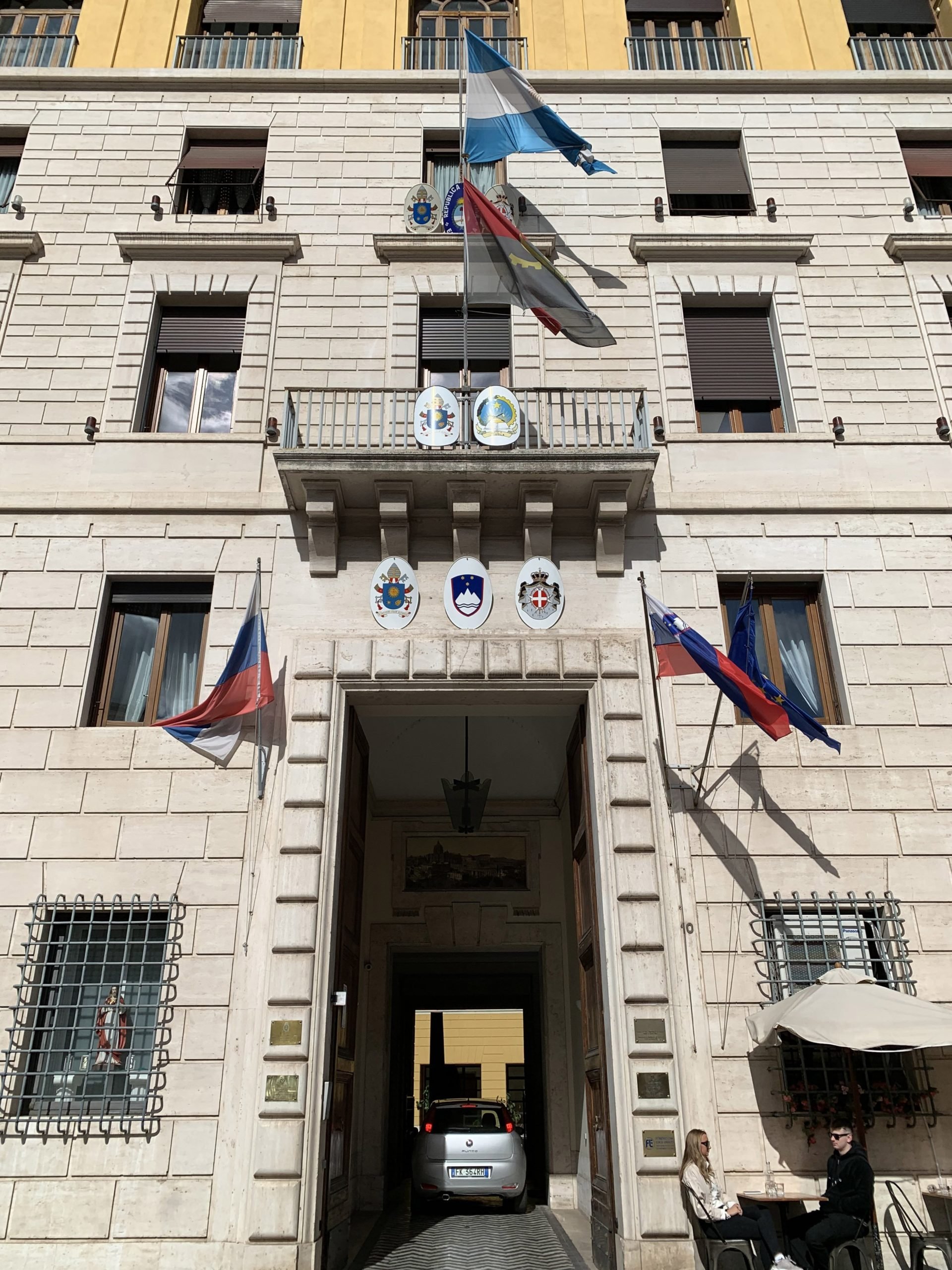 The building housing the Russian Embassy to the Holy See and other embassies is seen on Via della Conciliazione, the main road leading to the Vatican, Feb. 25, 2022. Pope Francis visited the Russian Embassy to the Holy See the same day to express his concern about the war in Ukraine. (CNS photo/Cindy Wooden)
