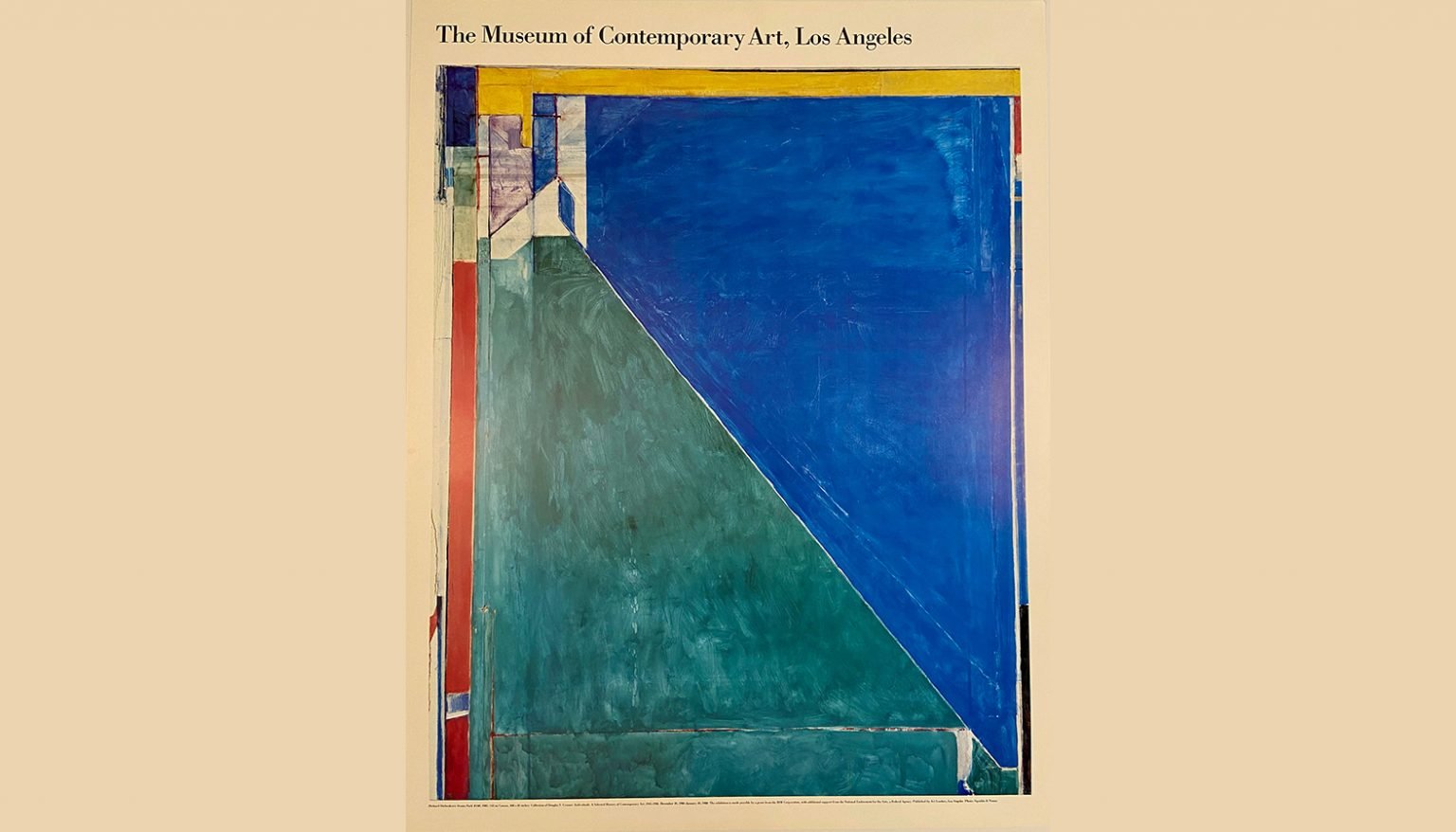 "Ocean Park #140", 1985, de Richard Diebenkorn. El Museo de Arte Contemporáneo de Los Ángeles, cartel litográfico de la exposición, 1988. (Art Leaders, Los Ángeles/Squidds & Nunns)