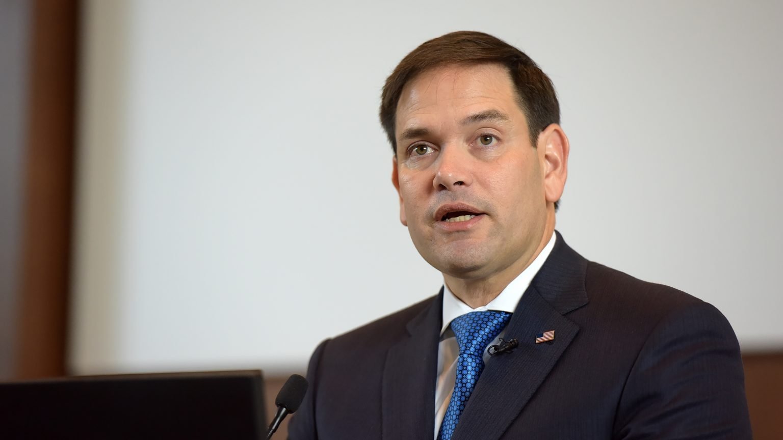 El senador Marco Rubio, republicano de Florida, pronuncia un discurso el 5 de noviembre de 2019 en The Catholic University of America en Washington. (CNS photo/Patrick G. Ryan, La Universidad Católica de América)