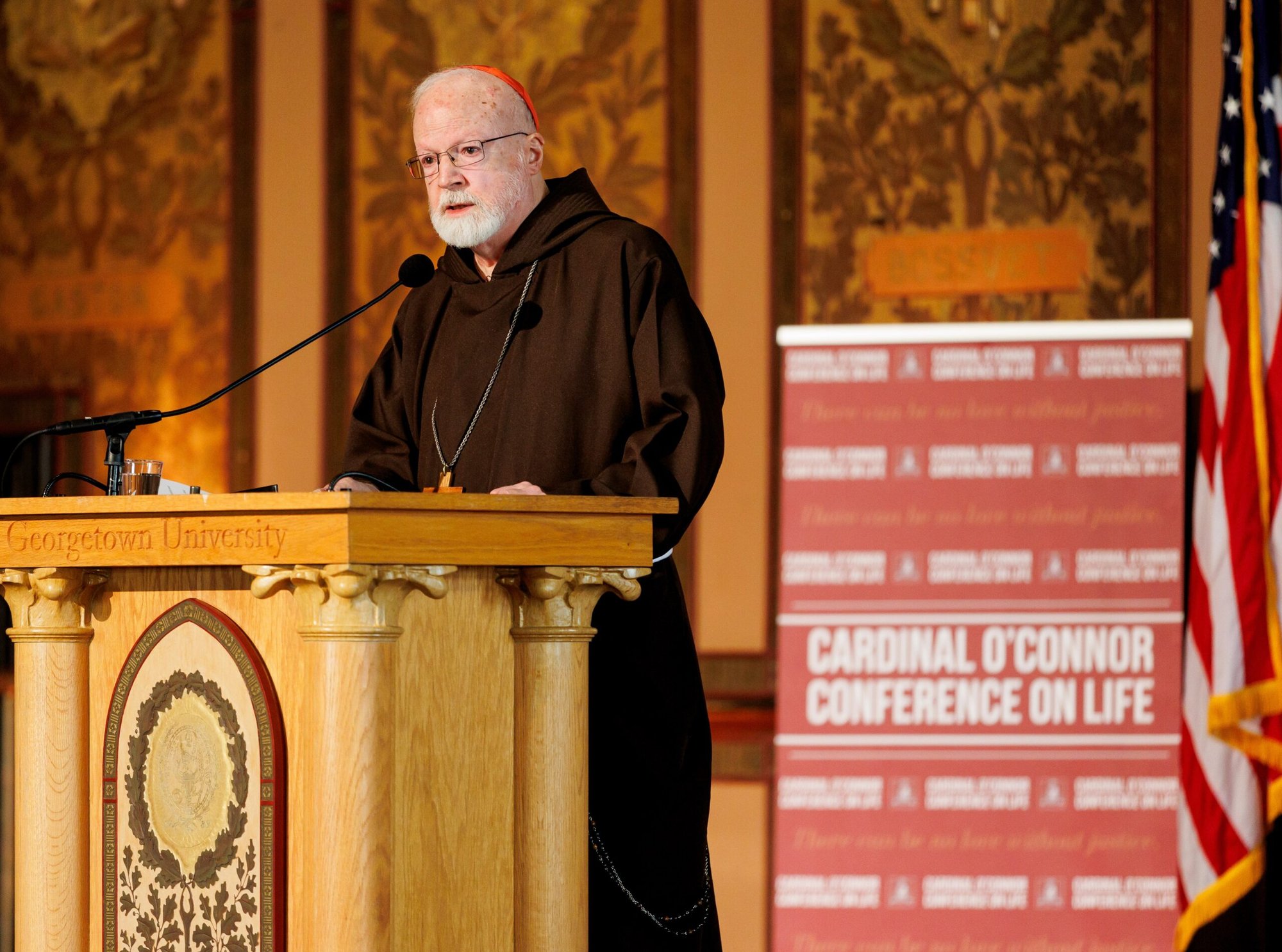 El Cardenal de Boston Seán P. O'Malley habla durante la 25ª Conferencia anual Cardenal O'Connor sobre la Vida en la Universidad de Georgetown en Washington el 20 de enero de 2024. (OSV News photo/Gregory L. Tracy, The Pilot)