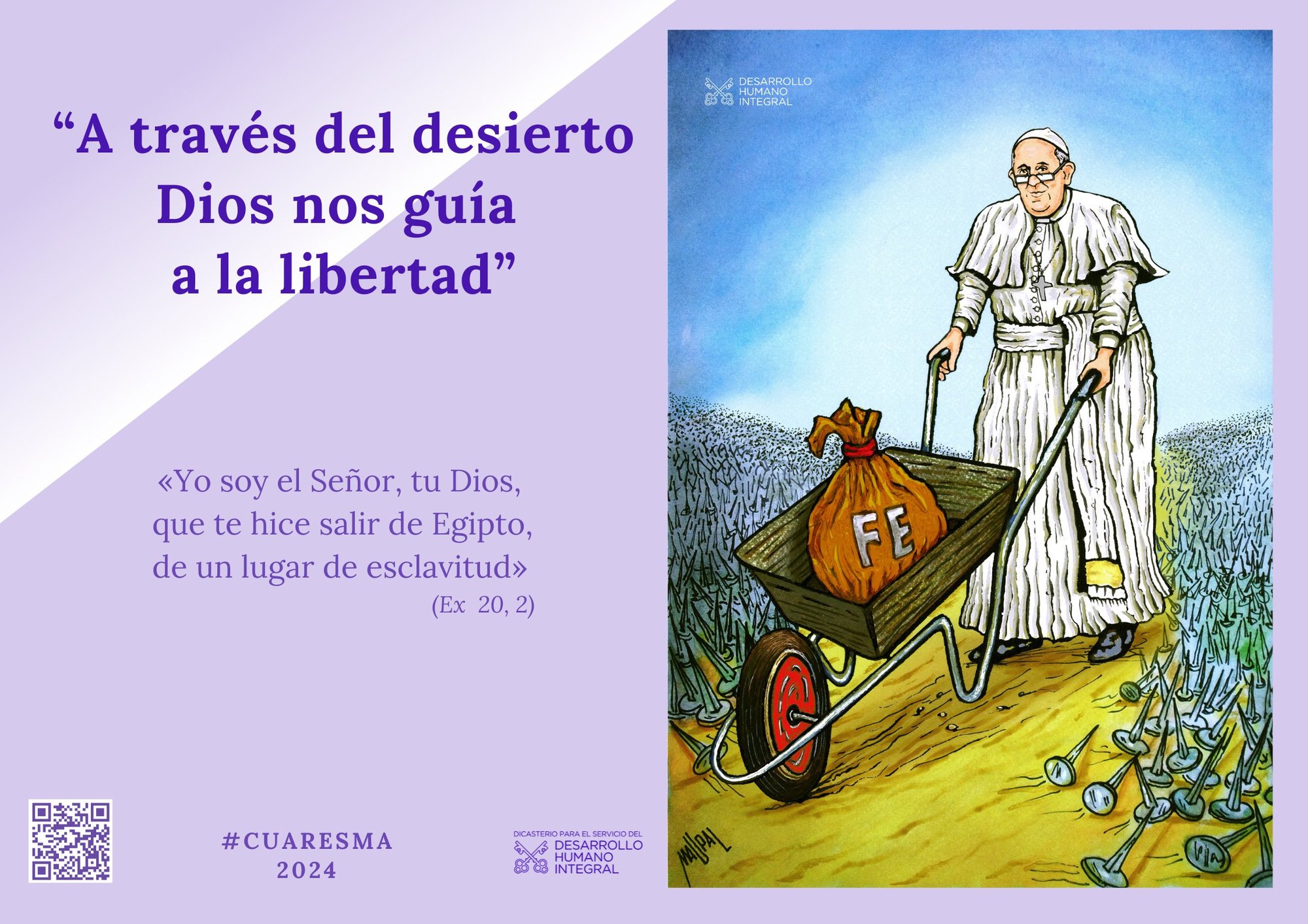 Una ilustración de Mauro Pallotta, conocido como “Maupal”, se ve en este póster publicado durante una presentación en el Vaticano acerca del mensaje de Cuaresma 2024 del Papa Francisco el 1 de febrero de 2024. La Cuaresma 2024 comienza el 14 de febrero, Miércoles de Ceniza, y concluye el 28 de marzo, Jueves Santo. (CNS photo/cortesía Dicasterio para el Servicio del Desarrollo Humano Integral)