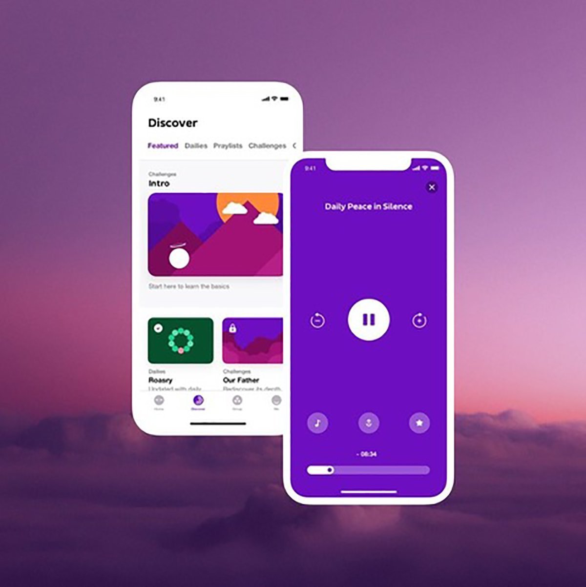 Esta es una representación de la app católica de oración y meditación Hallow, que ha experimentado un aumento espectacular de popularidad desde que se presentó en diciembre de 2018. (Gráfico de OSV News/cortesía de Hallow)