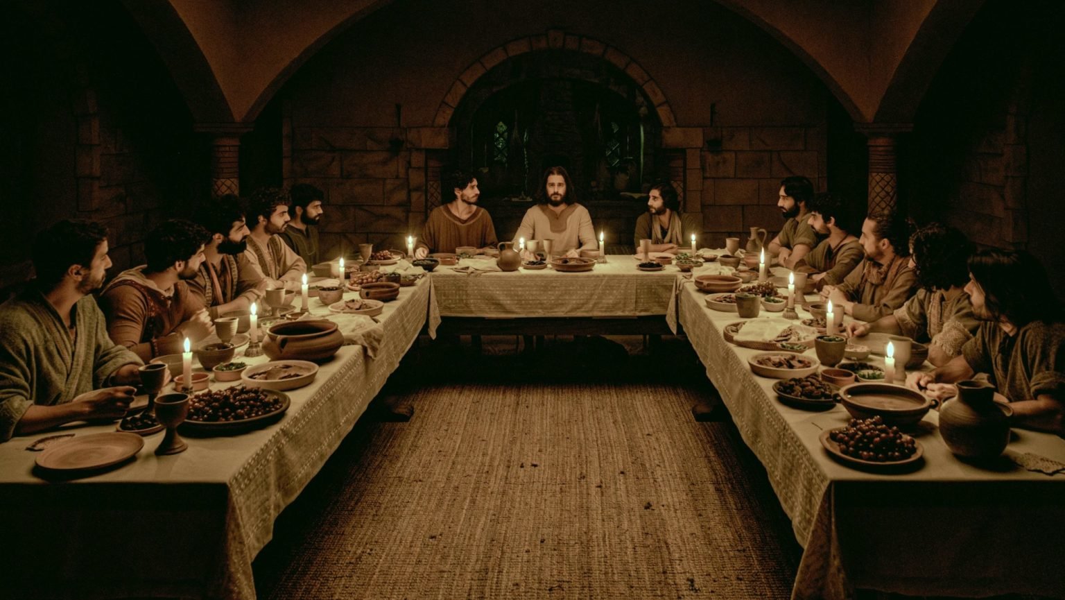 Jonathan Roumie, al centro, interpreta a Cristo en “The Chosen”. (OSV/Fathom)