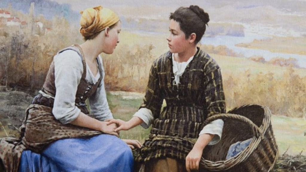 "El primer duelo", de Daniel Ridgway Knight (1839-1924), estadounidense. (Wikimedia Commons)