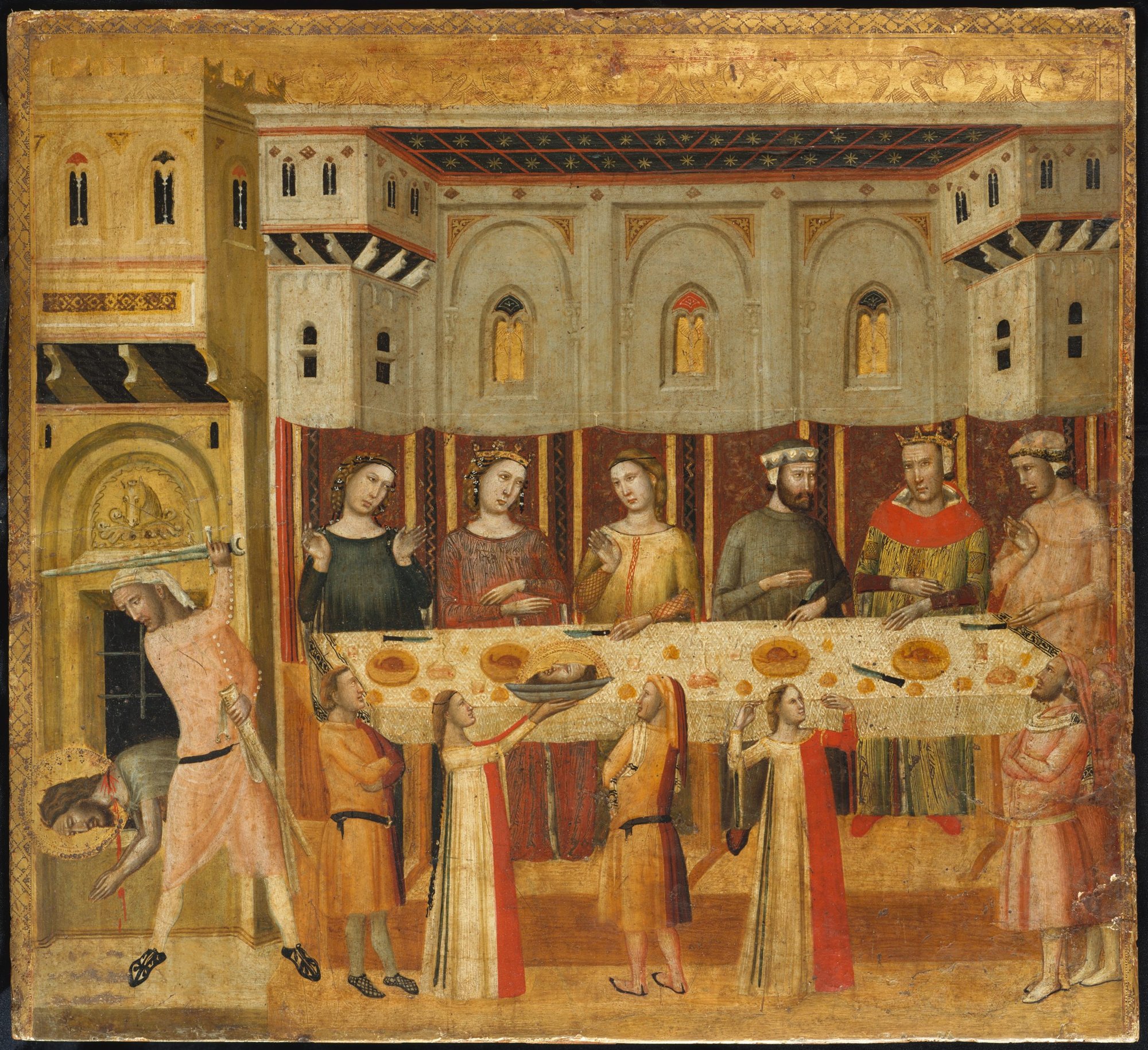 "El banquete de Herodes y la decapitación de Juan el Bautista", c. 1330-1335. (Museo Metropolitano de Arte).