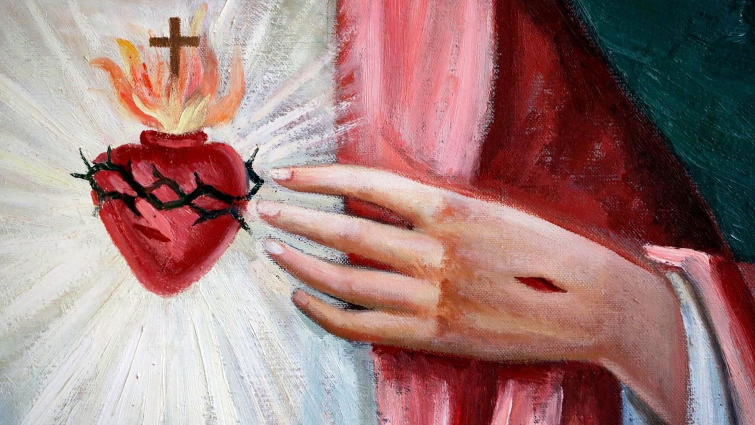 Detalle de una pintura del Sagrado Corazón de Jesús en el Monasterio de la Visitación de Thonon-les-Bains, Francia. (Shutterstock)