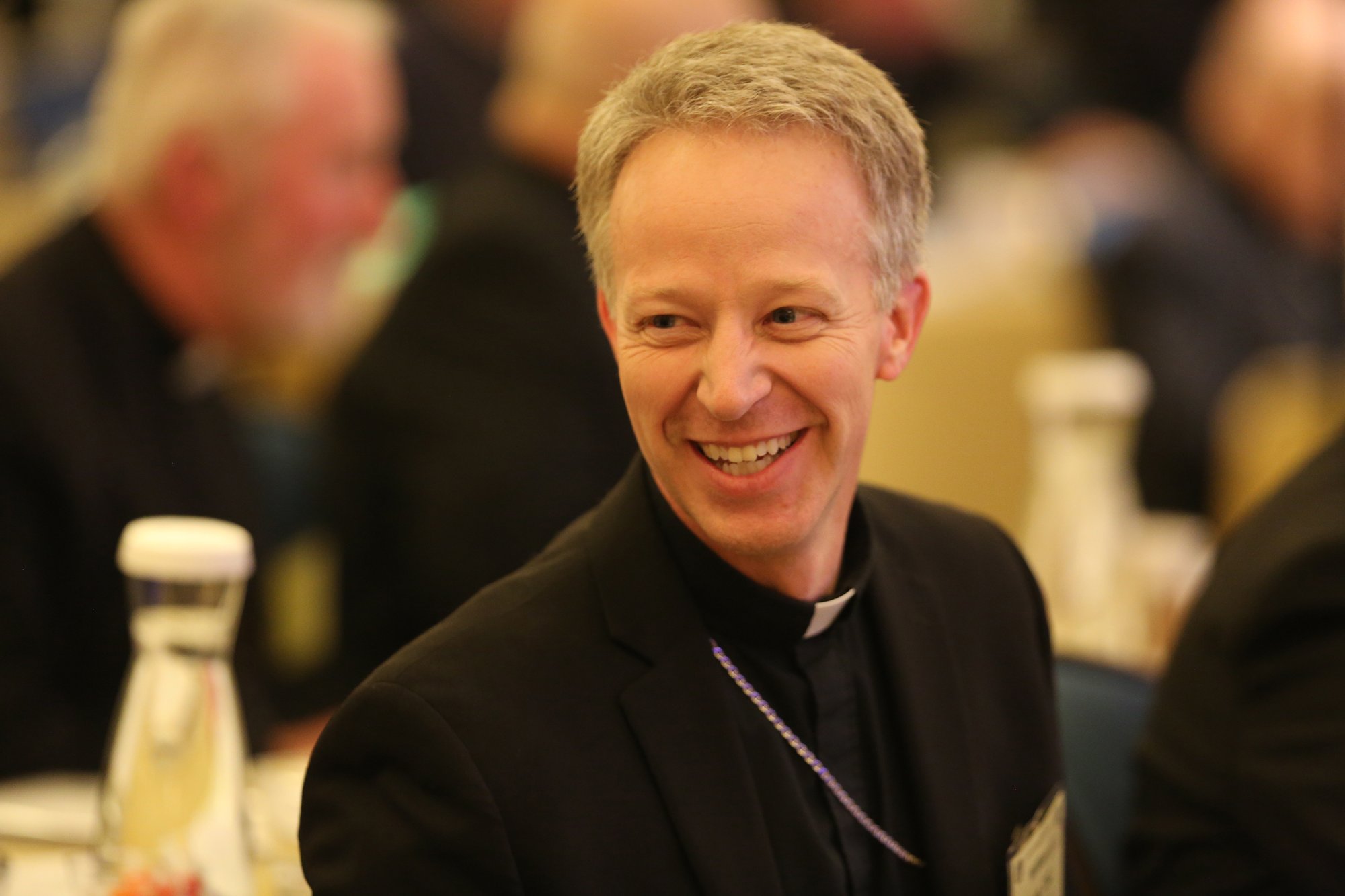 Bishop William A. Wack of Pensacola-Tallahassee, Fla., smiles Nov. 13, 2017 during the fall general assembly of the U.S. Conference of Catholic Bishops in Baltimore. (CNS photo/Bob Roller)