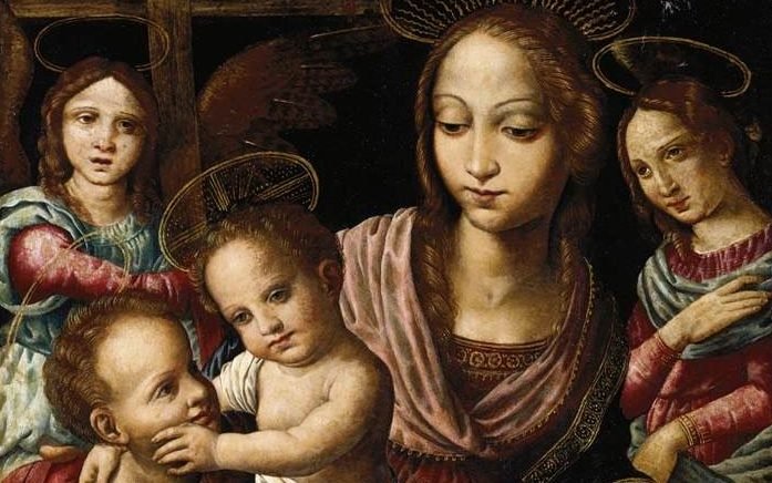 “Virgin and Child with the Infant St. John the Baptist, Attended by Angels,” by Hernando de los Llanos, 1480-1510, Spanish. (Wikimedia Commons)