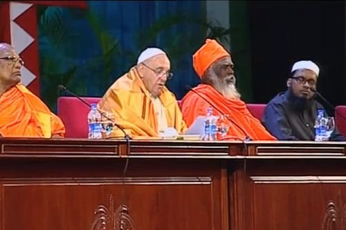 Pope Francis addresses interreligious leaders in Colombo