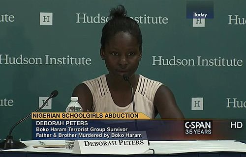 Deborah Peters was abducted by Boko Harma in Nigeria and survived. Credit: C-SPAN.