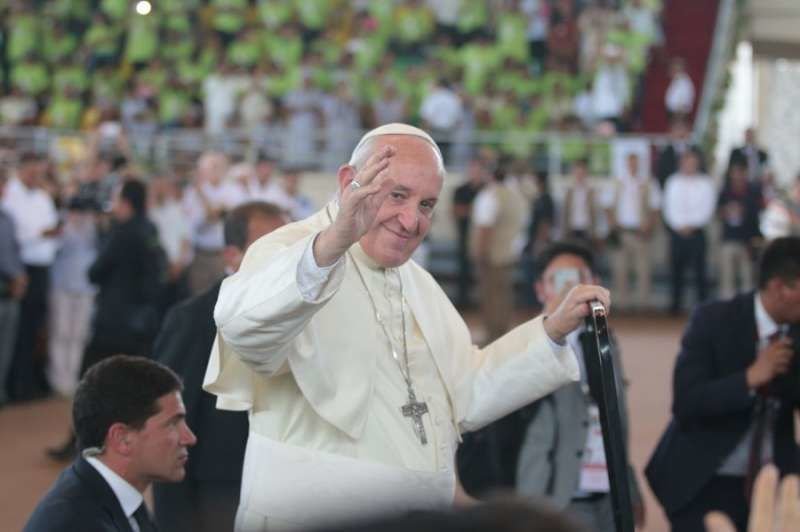 Pope Francis arrives in Puerto Maldonado for an encounter with Peru's indigeneous Amazonian communities Jan. 19