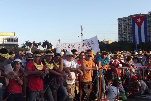 Pilgrims gather in Havana for Mass during Benedict XVI's March 2012 visit to Cuba. Credit: Michelle Bauman/CNA.