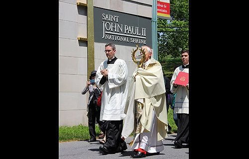 Cardinal Donald Wuerl led a procession to the St. John Paul II National Shrine in Washington D.C.