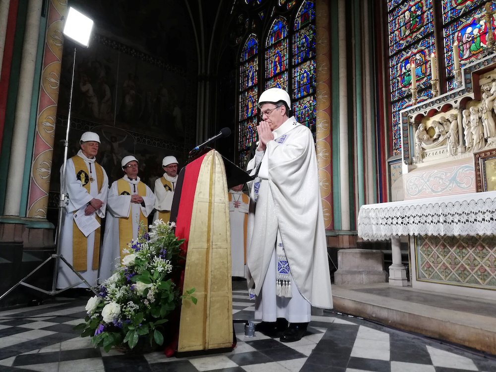 Archbishop Michel Aupetit of Paris celebrates Mass in the Chapel of the Virgin inside Notre Dame Cathedral June 15