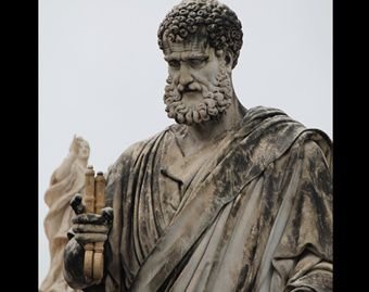 St. Peter holds the keys in St. Peter's Square at the Vatican. Credit: Mauricio Artieda/CNA.