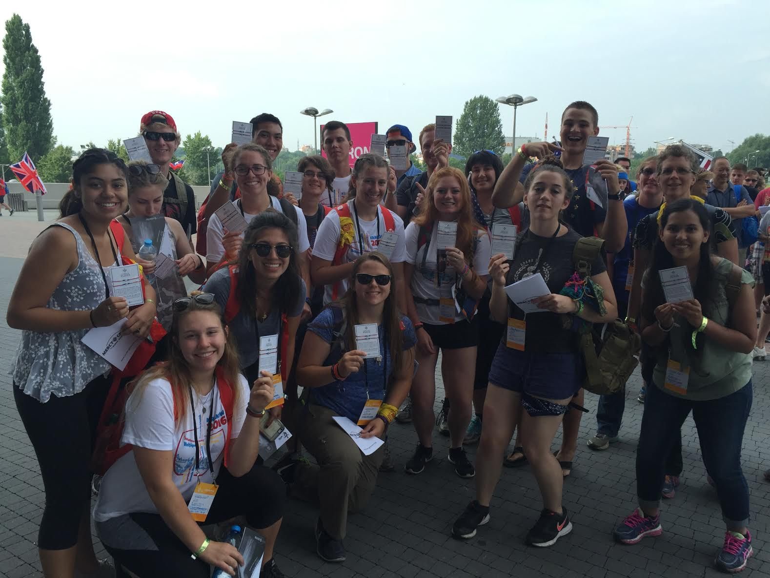World Youth Day pilgrims from Los Angeles pose for a photo in Krakow. (photo/Adrien Marquez)