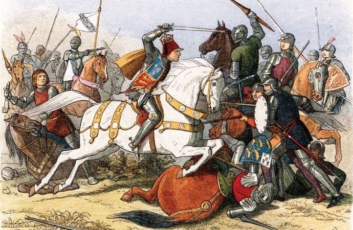 King Richard III at Bosworth Field. This engraving was published in: Doyle