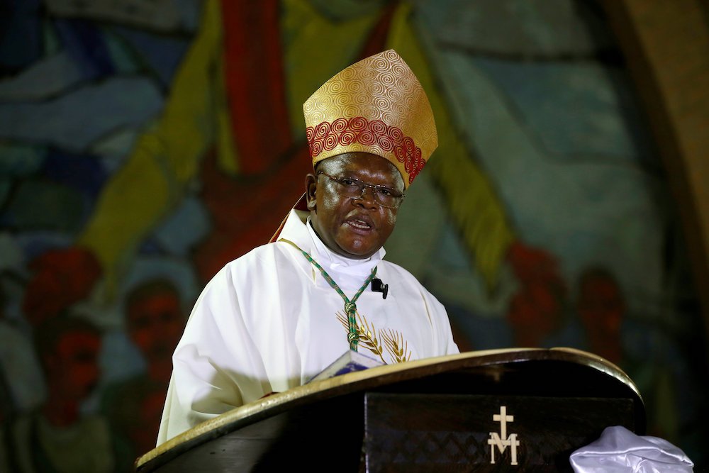 Congolese Archbishop Fridolin Ambongo Besungu of Kinshasa celebrates Christmas Eve Mass at the cathedral in Kinshasa. (CNS photo/Baz Ratner, Reuters)