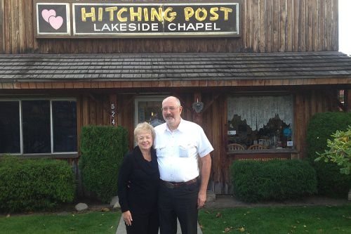 Donald and Evelyn Knapp at the Hitching Post Wedding Chapel in Coeur d'Alene