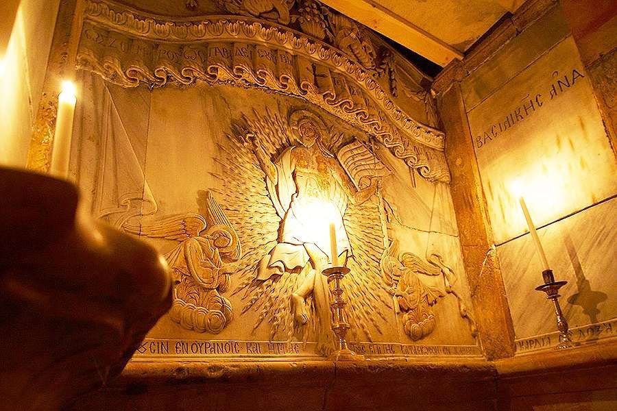 Resurrection art inside the Church of the Holy Sepulcre
