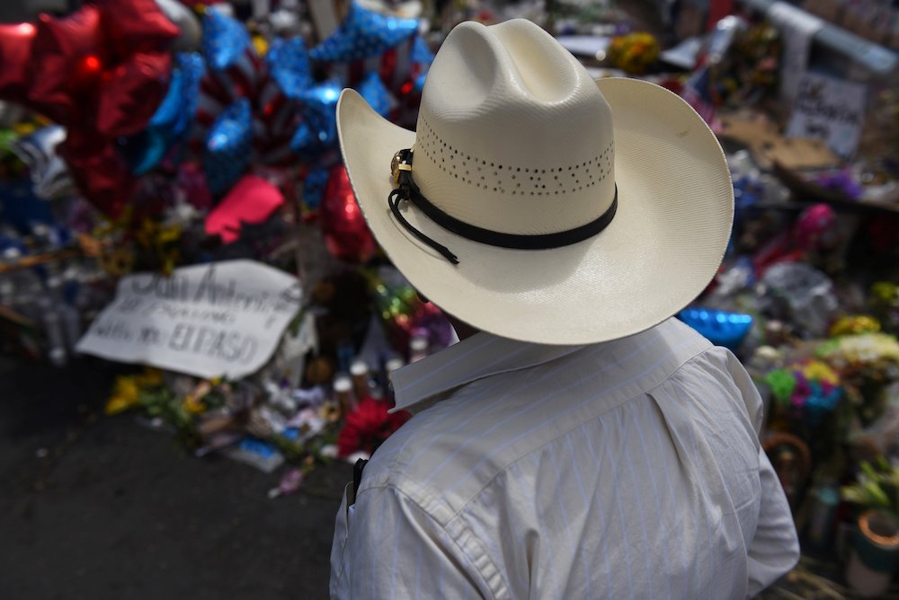 A man pays his respects Aug. 8