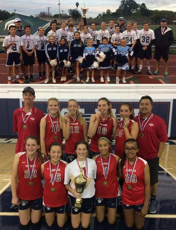 Top:Championship flag football team at American Martyrs