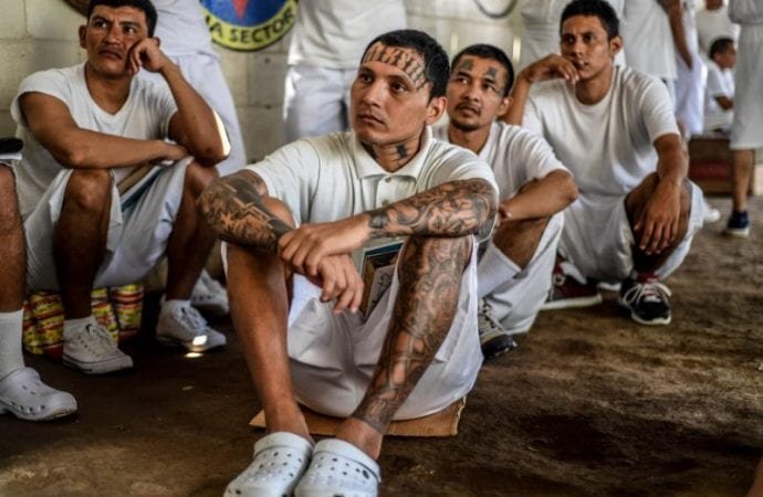 This is a scene from a video feature that details religion's redemptive role among imprisoned Salvadoran gangs. In El Salvador